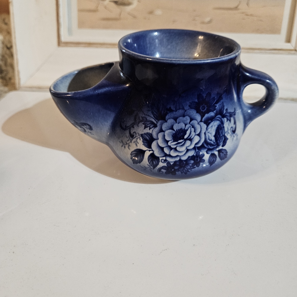 Navy Floral Ceramic Vase